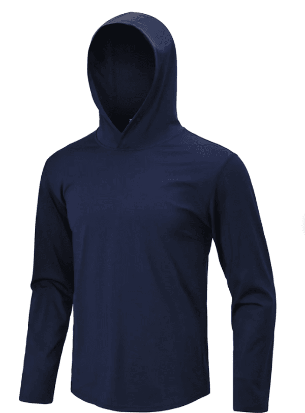 Navy Mens Long Sleeve Hooded Top